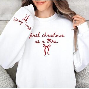 Festive White 'First Christmas as a Mrs.' Hoodie